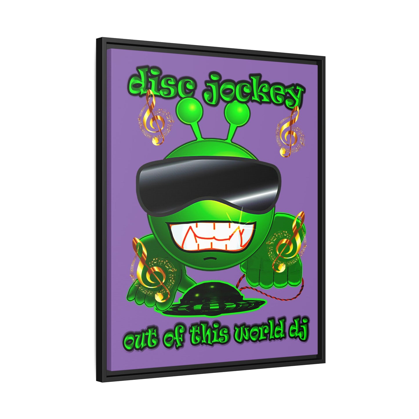 disc jockey - framed canvas art (light purple)