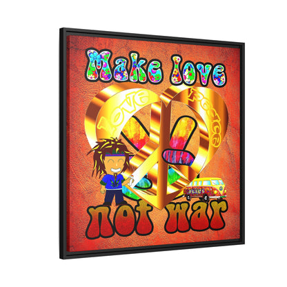 love peace - framed canvas art (burnt orange)