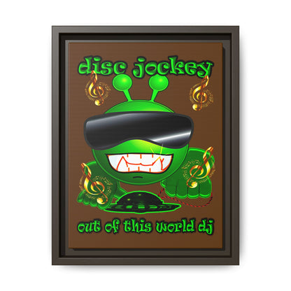 disc jockey - framed canvas art (brown)
