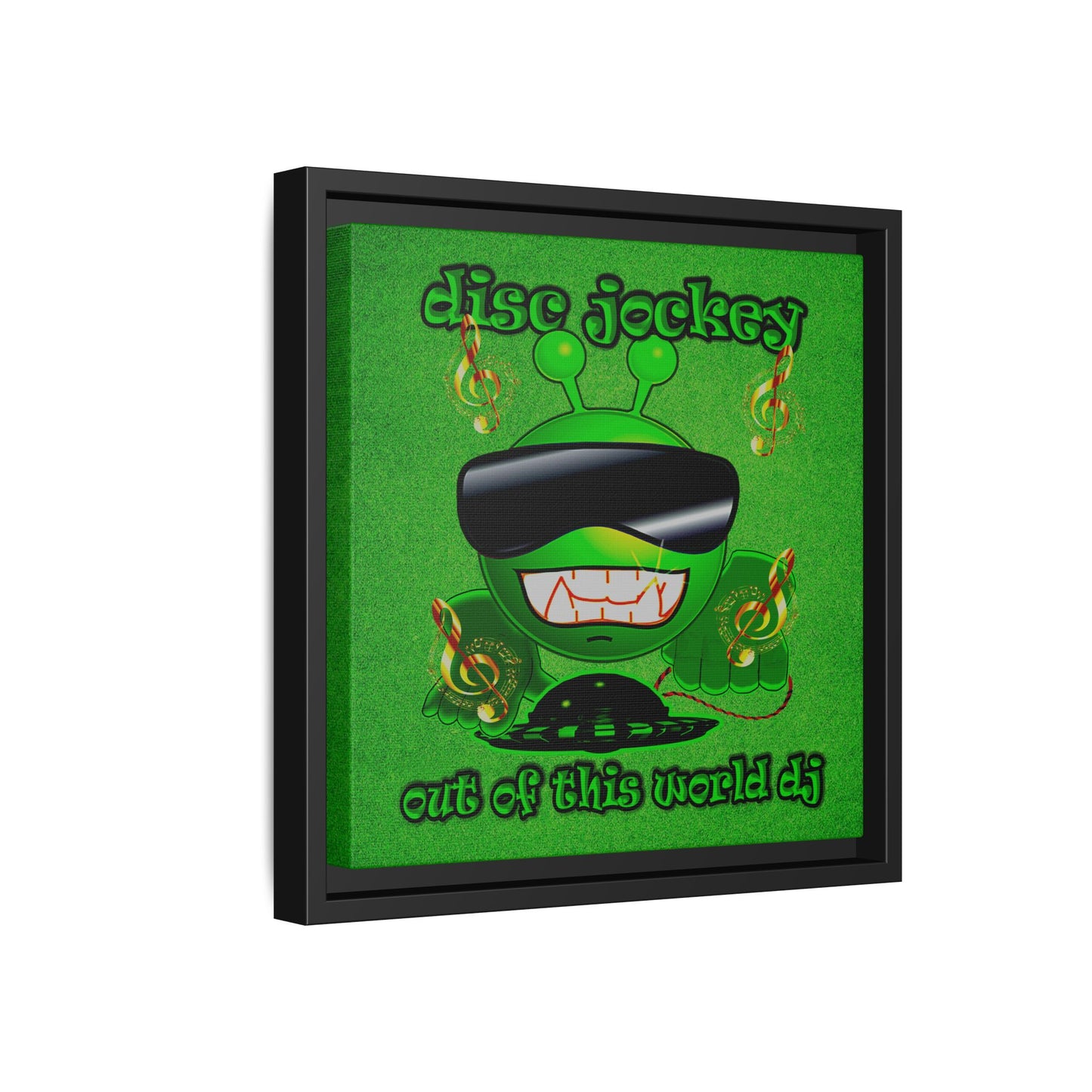 disc jockey - framed canvas art (green turf)