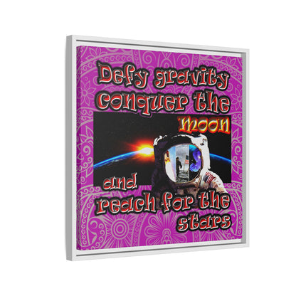 defy conquer reach - framed canvas art (pink swirl)