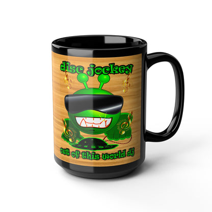 disc jockey - Black Mug (butterscotch wood finish)