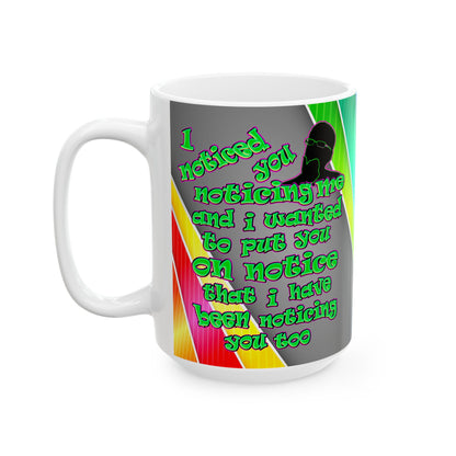 noticed you noticing - White Mug (rainbow split)