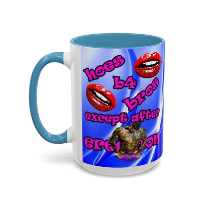 hoes b4 bros - Accent Mug (blue-white wave)