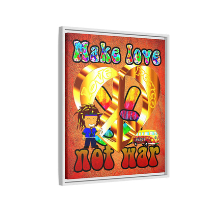 love peace - framed canvas art (burnt orange)