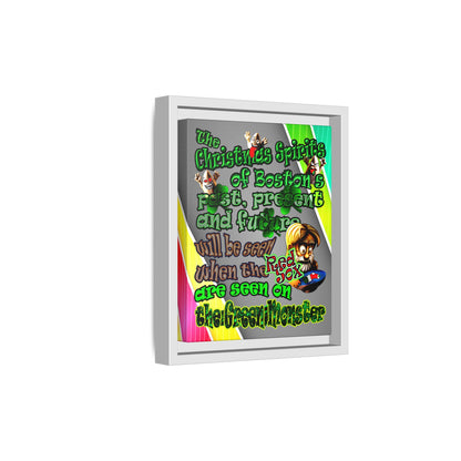 christmas spirits of boston - framed canvas art (rainbow split)