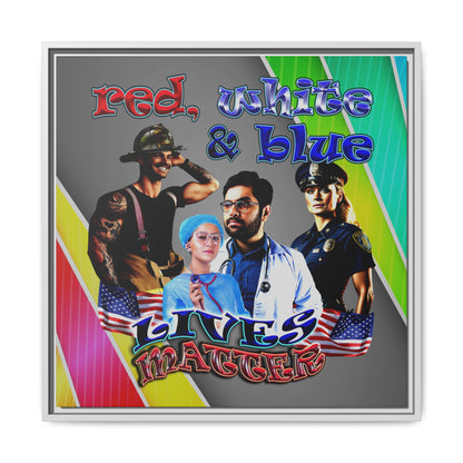 rw&b lives matter - framed canvas art (rainbow split)