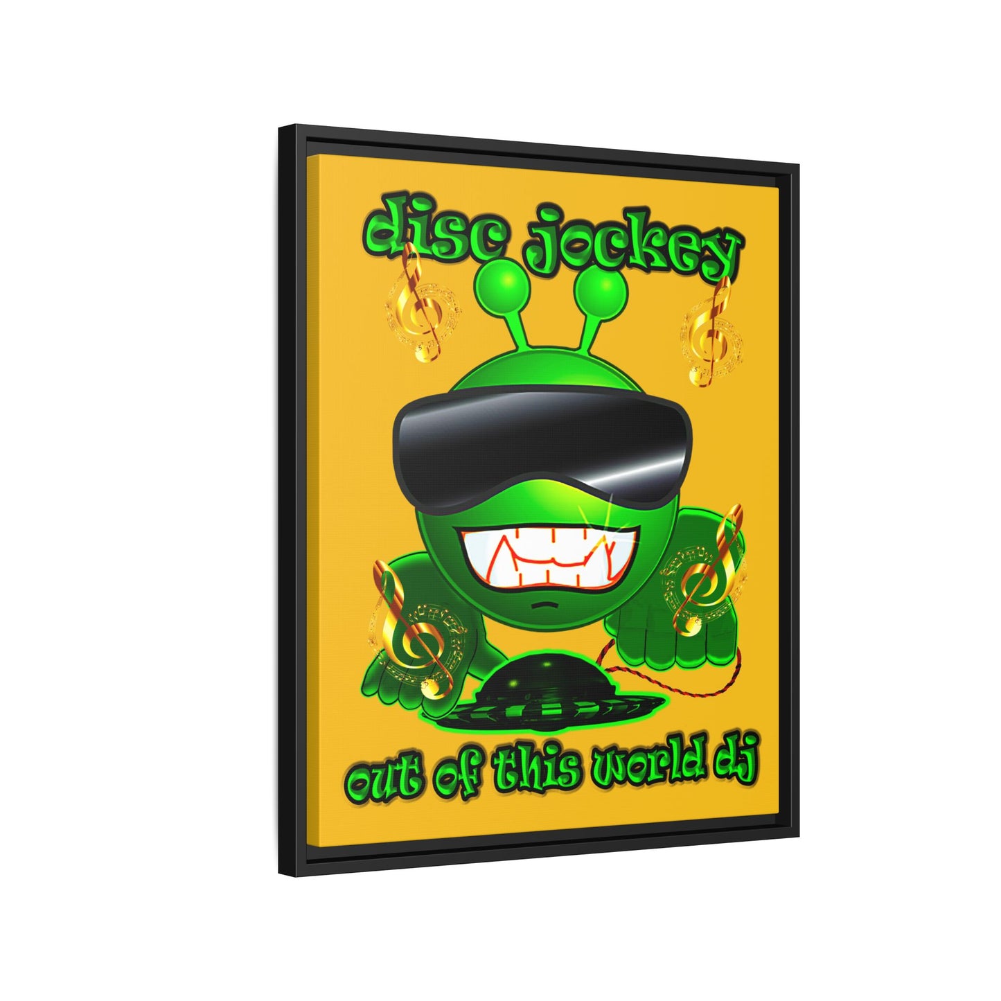disc jockey - framed canvas art (yellow)