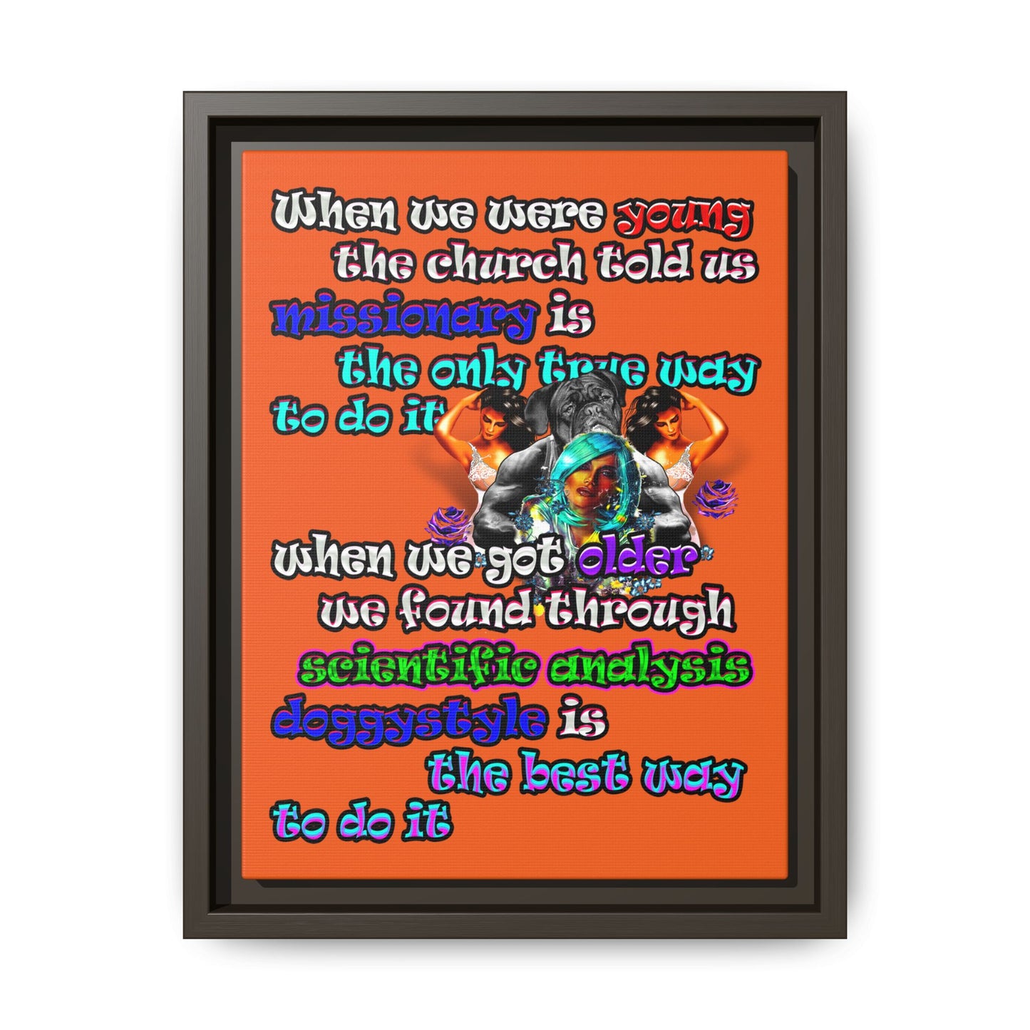 doggystyle - framed canvas art (orange)