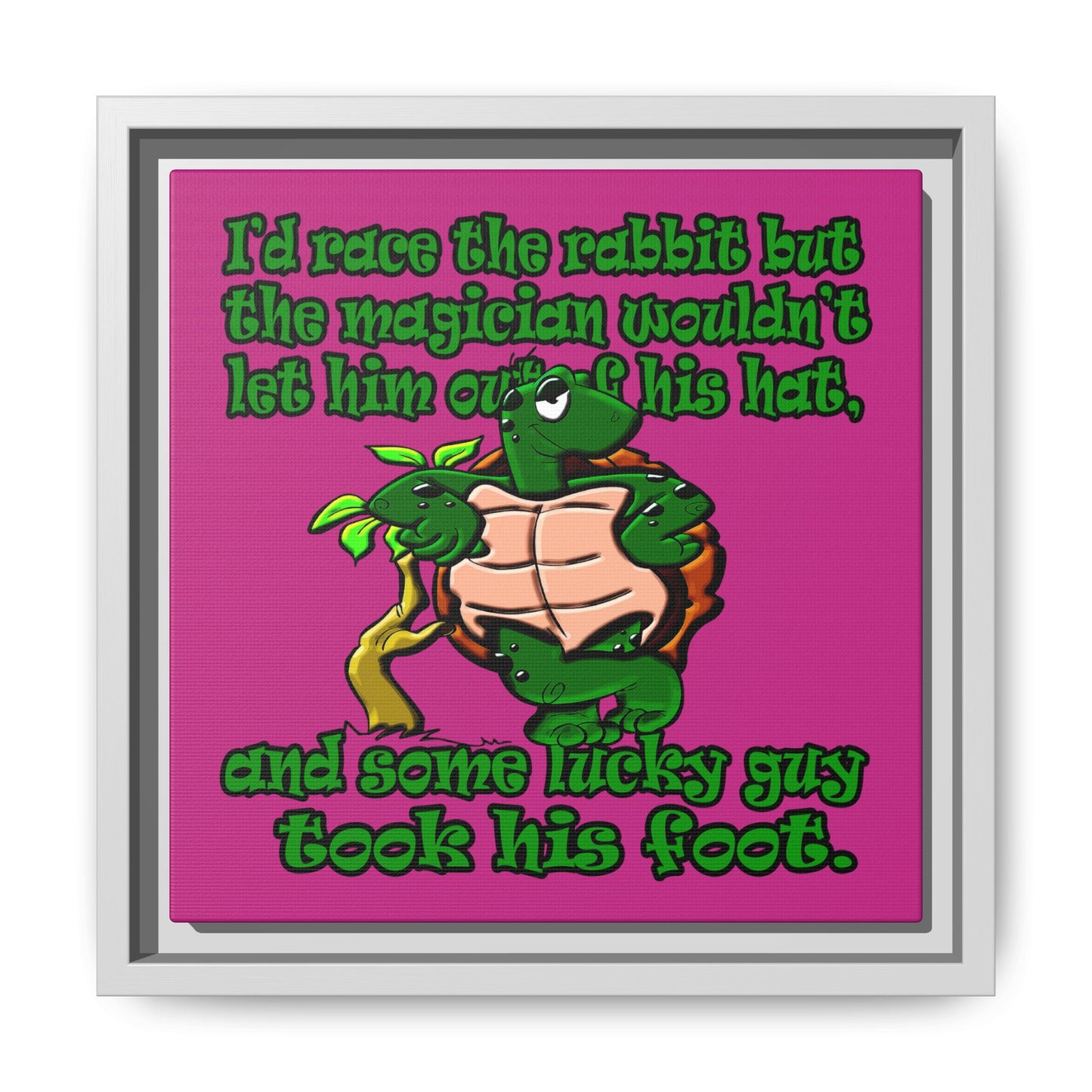 turtle race - framed canvas art (pink)