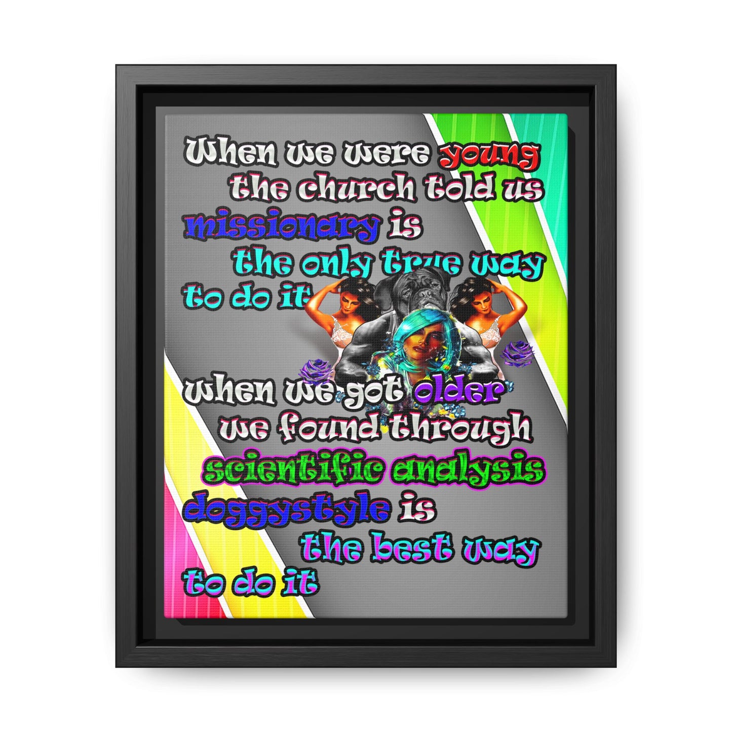 doggystyle - framed canvas art (rainbow split)