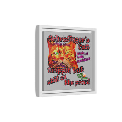 schrodinger's cat - framed canvas art (light grey)