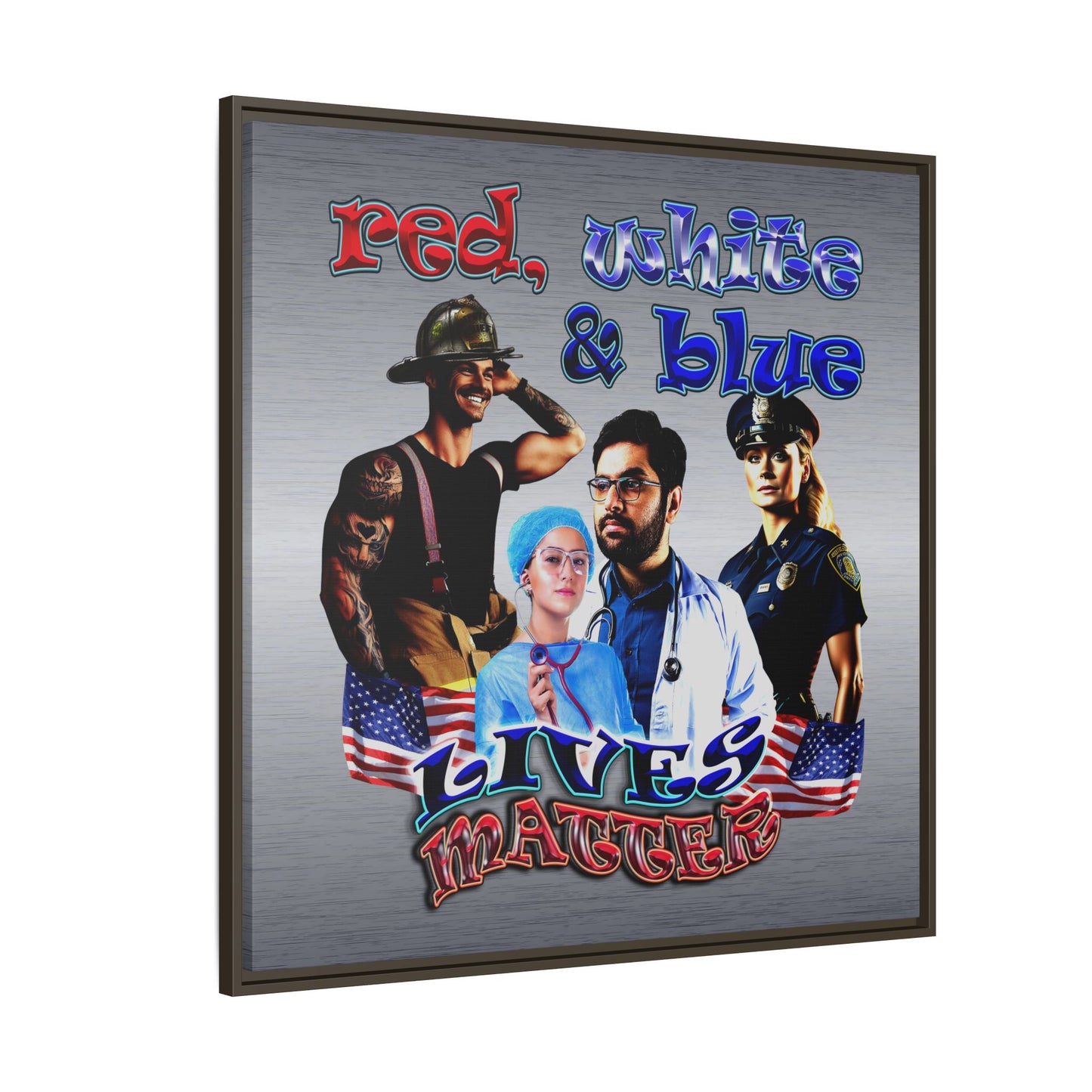 rw&b lives matter - framed canvas art (brushed nickel)