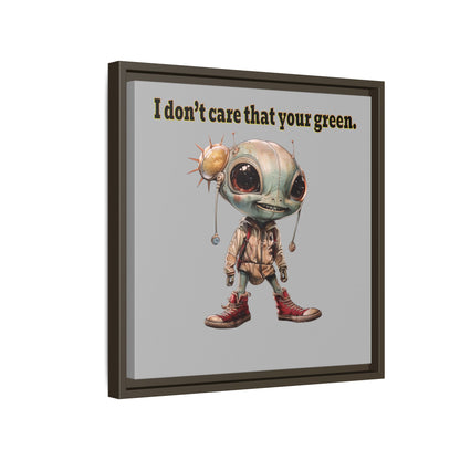 I don't care that your green - framed canvas art (light grey)