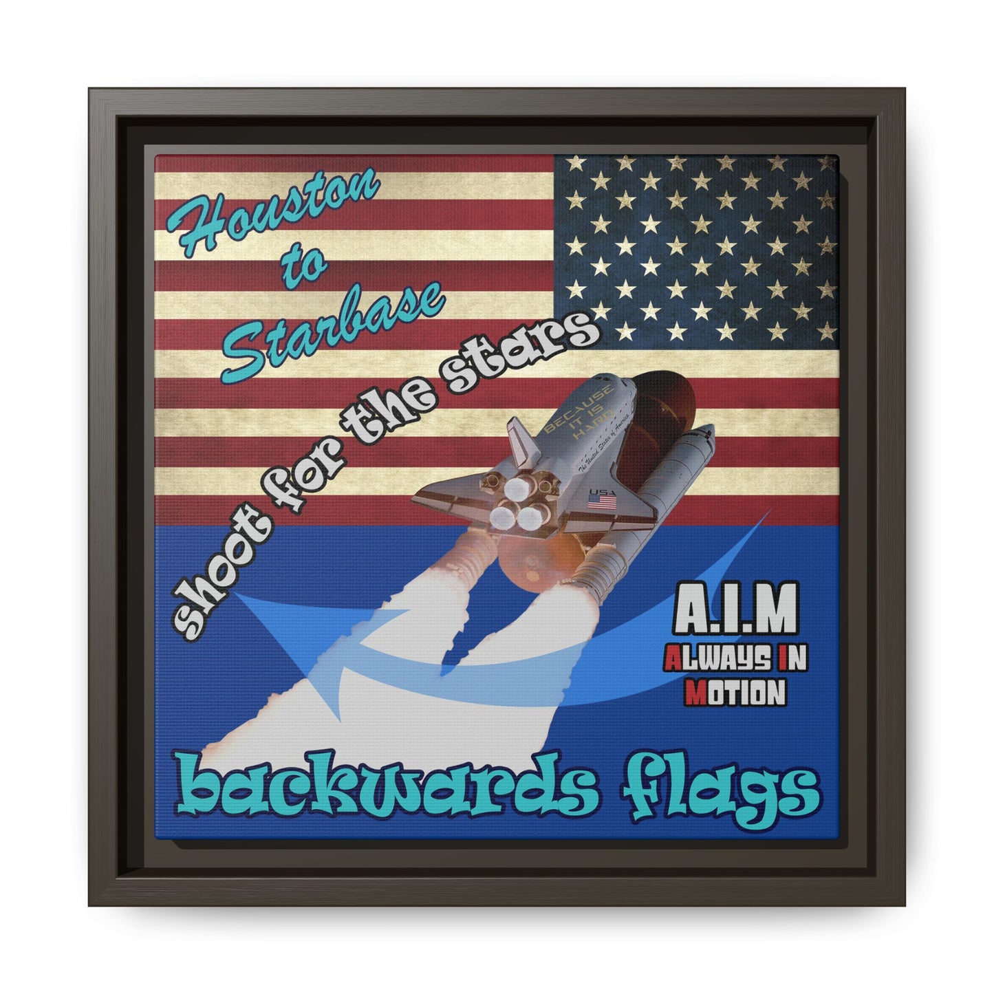 shoot for the stars - framed canvas art (dark blue)