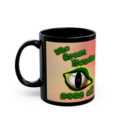green monster - Black Mug (yellow-orange wave)