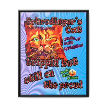schrodinger's cat - framed canvas art (light blue-purple wave)
