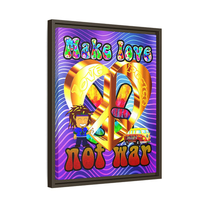 love peace - framed canvas art (purple wave)