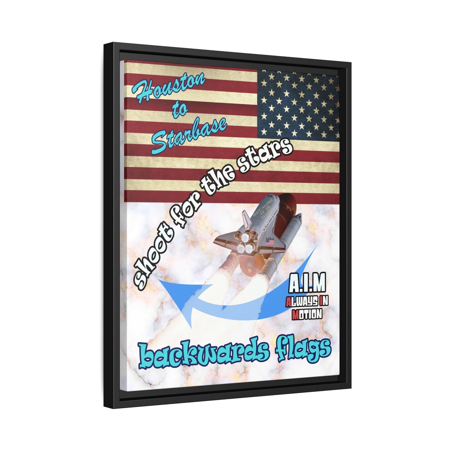 shoot for the stars - framed canvas art (white marble)