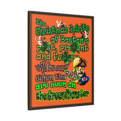 christmas spirits of boston - framed canvas art (orange)