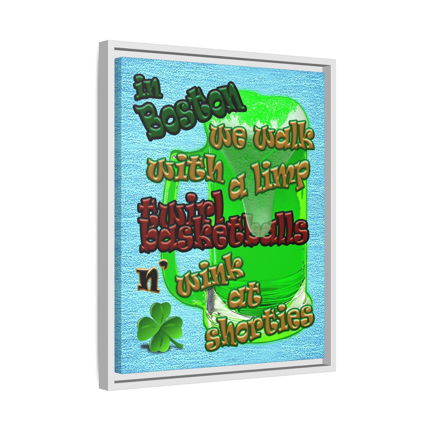 celtics logo - framed canvas art (faded blue)