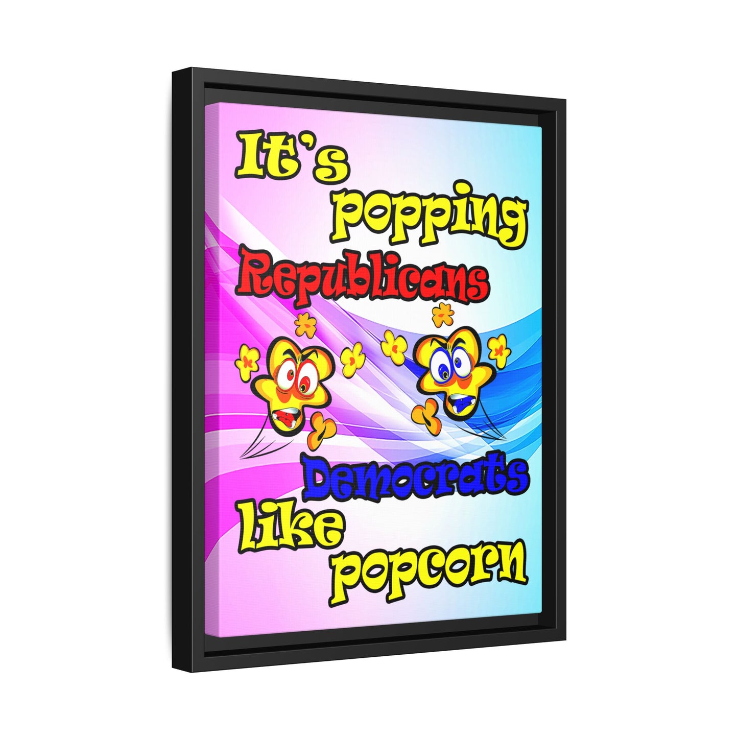popping like popcorn - framed canvas art (light blue-pink wave)
