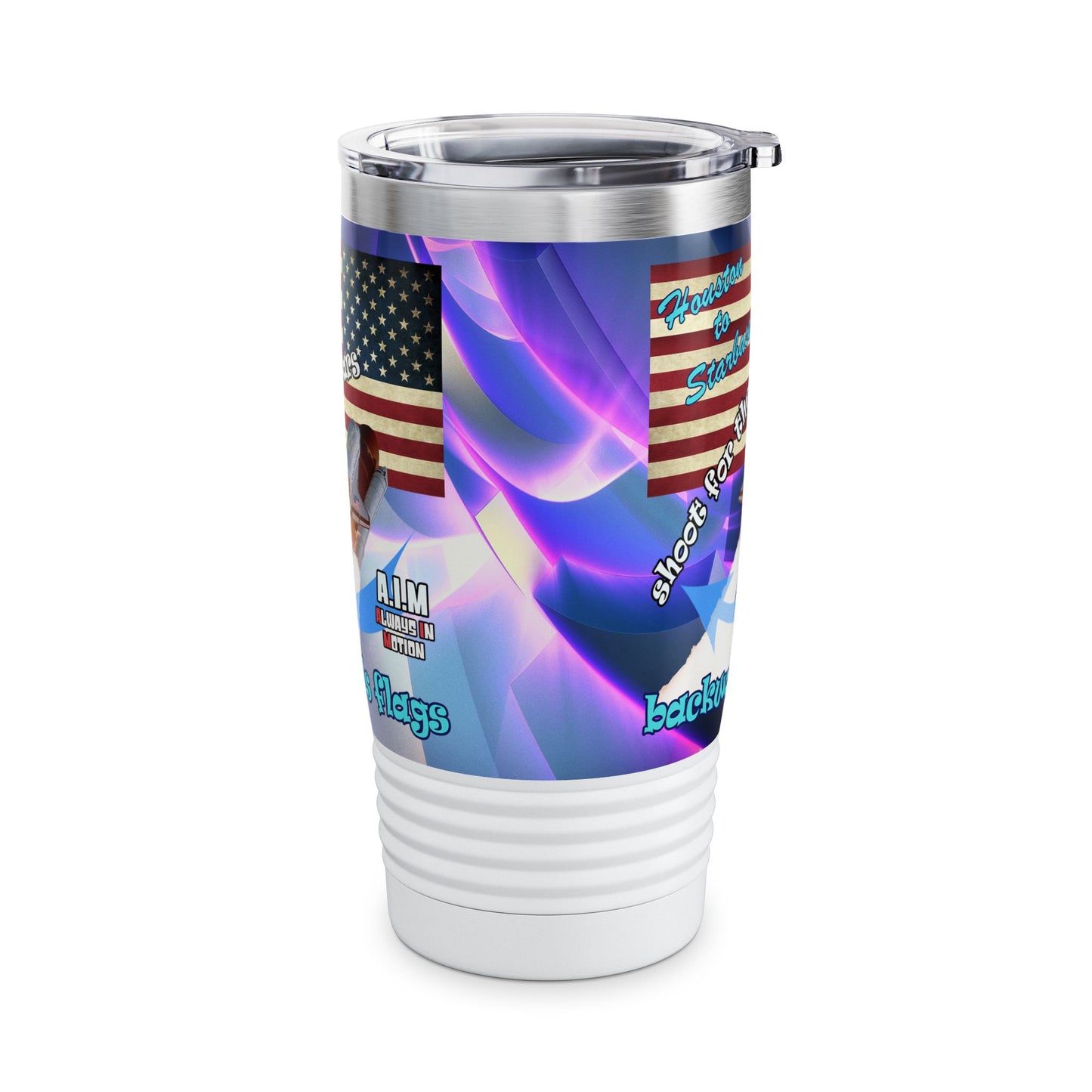 shoot for the stars - Ringneck Tumbler, 20oz (grey-pink wave)