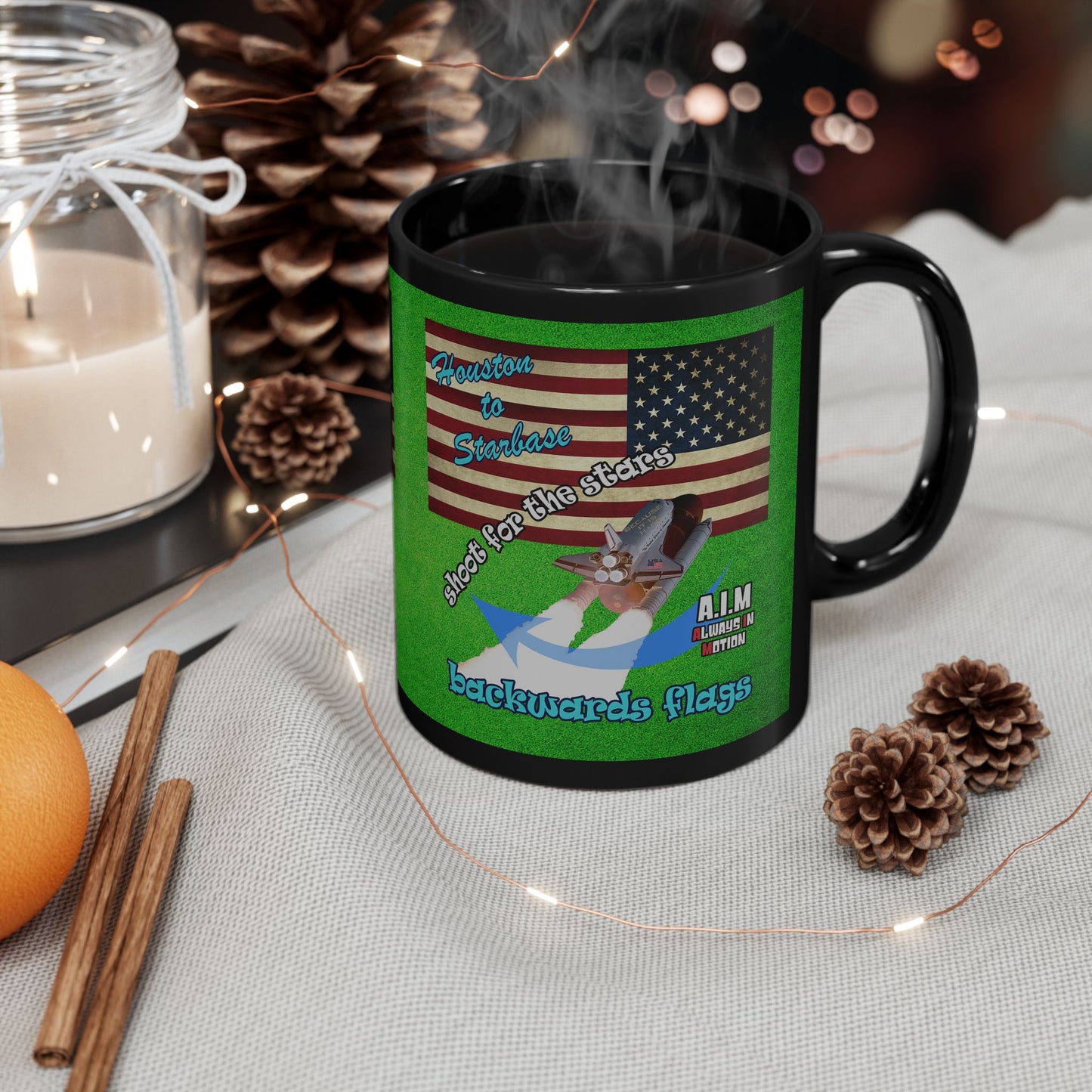shoot for the stars - Black Mug (green turf)