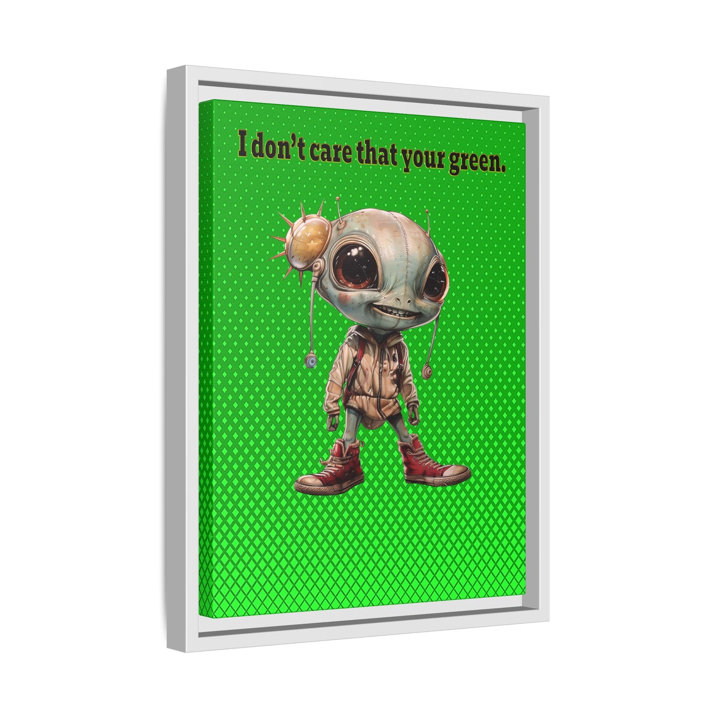 I don't care that your green - framed canvas art (logo green)