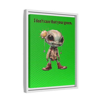 I don't care that your green - framed canvas art (logo green)
