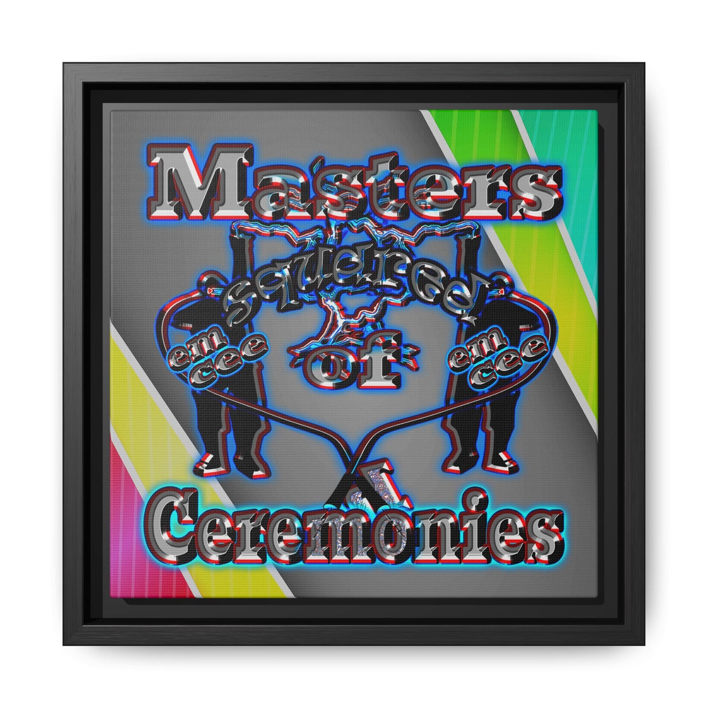 em cee squared - framed canvas art (rainbow split)