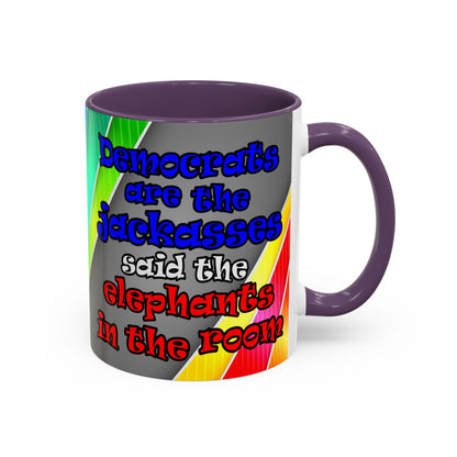 donkeys and elephants - Accent Mug (rainbow split)