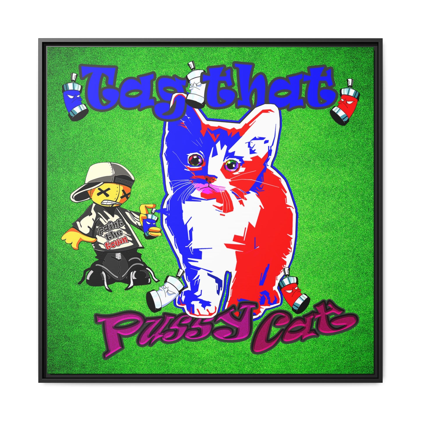 tag that - framed canvas art (green turf)