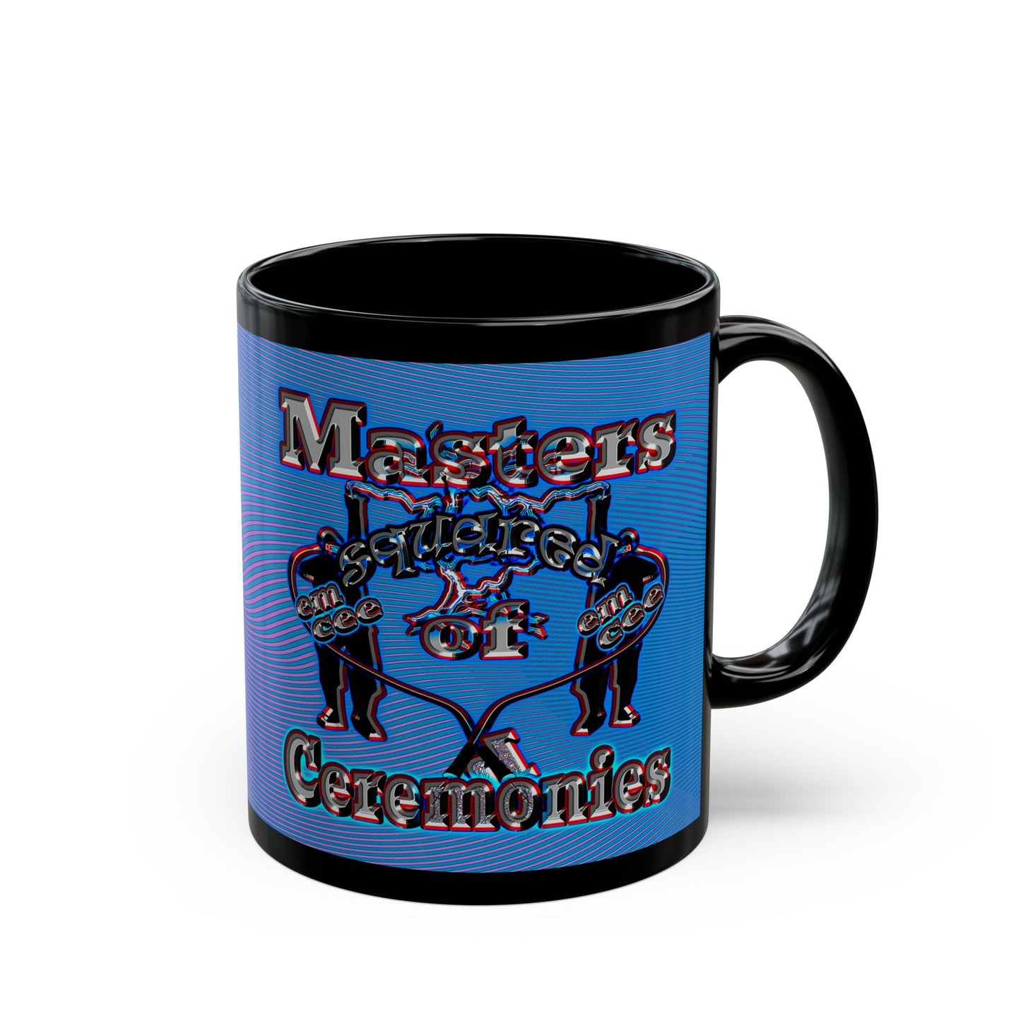em cee squared - Black Mug (light blue-purple wave)
