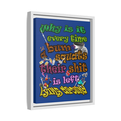 the bum's shit - framed canvas art (dark blue)