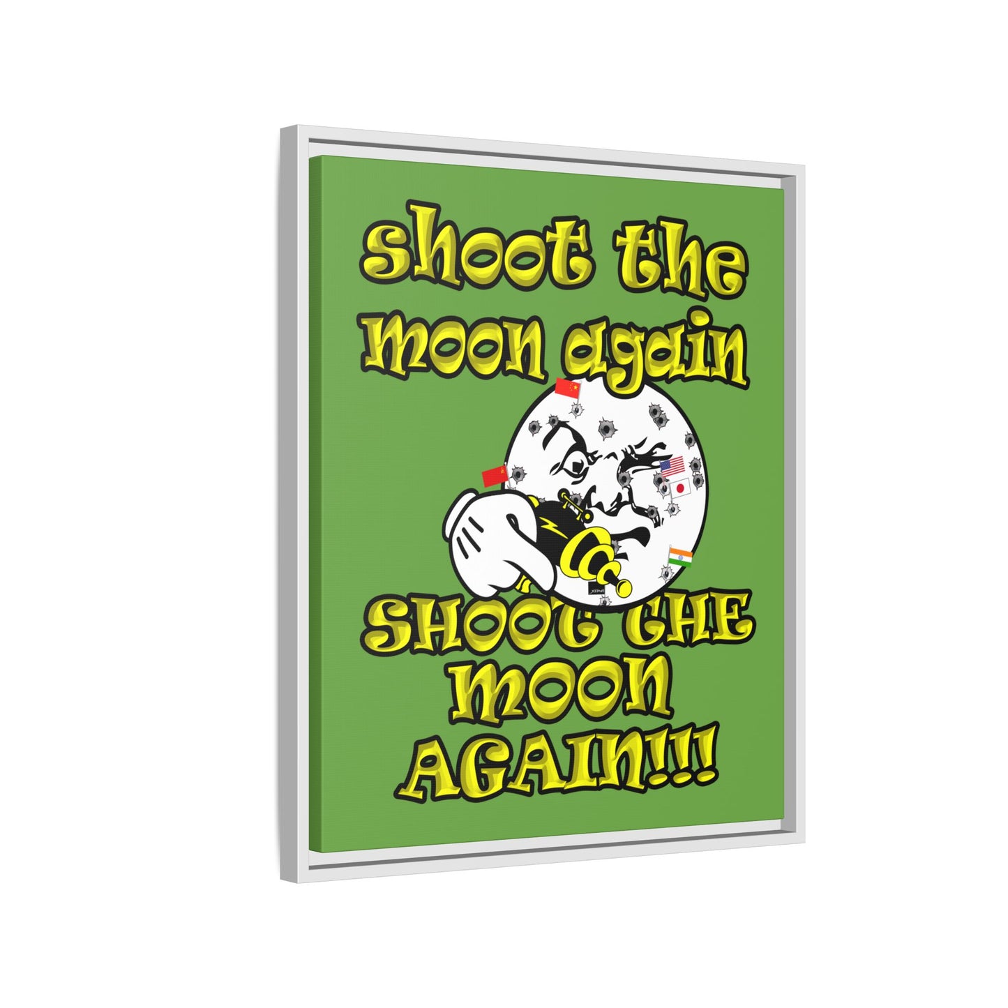 shoot the moon again - framed canvas art (green)