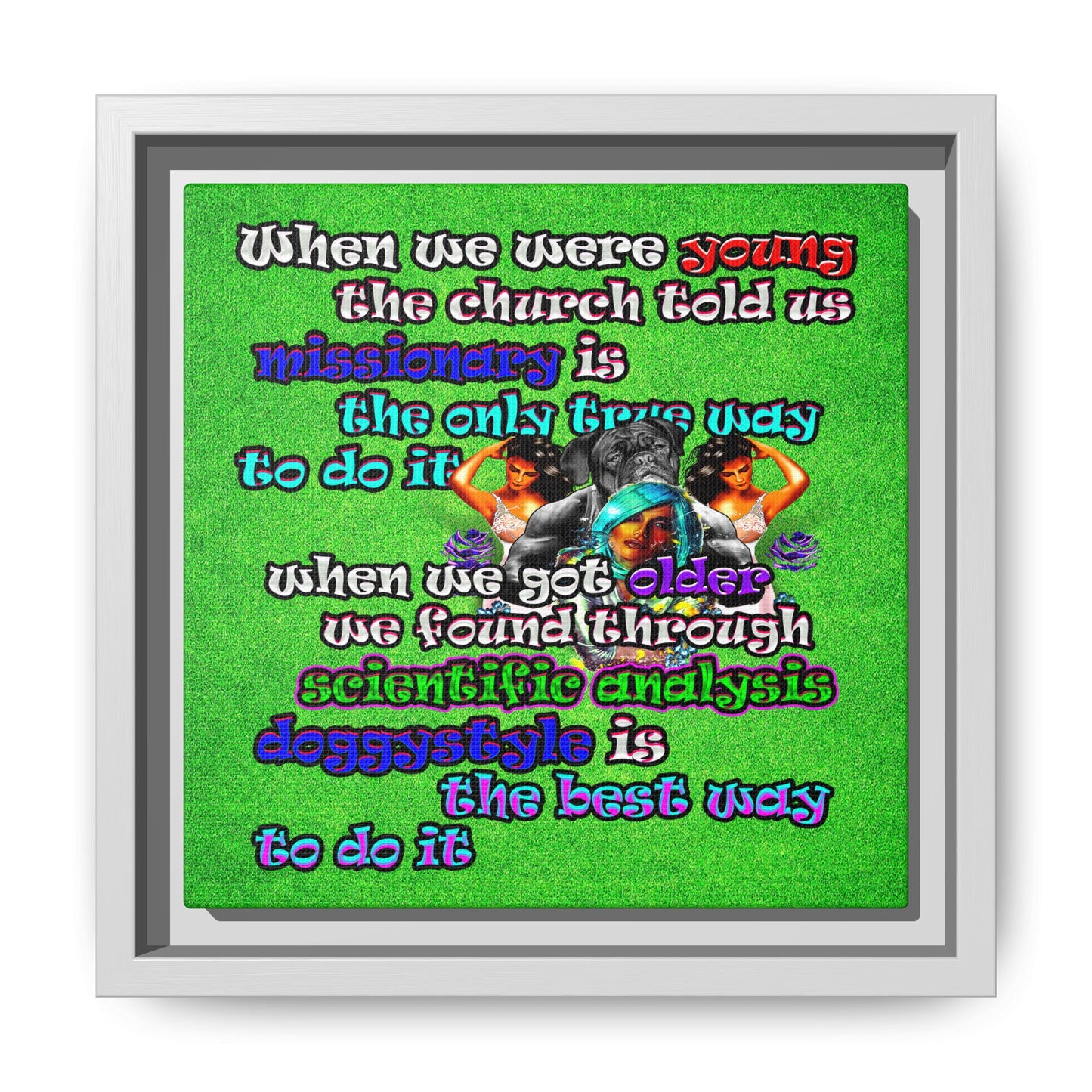 doggystyle - framed canvas art (green turf)