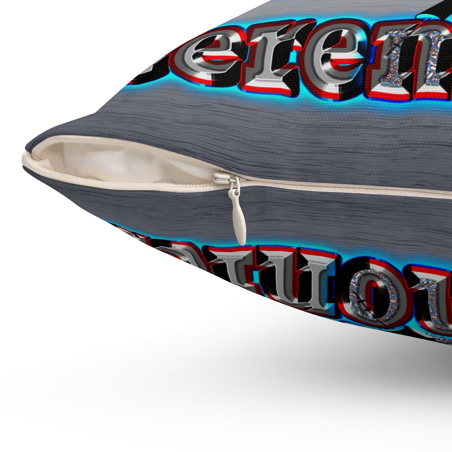 em cee squared - Spun Polyester Square Pillow - (brushed nickel)
