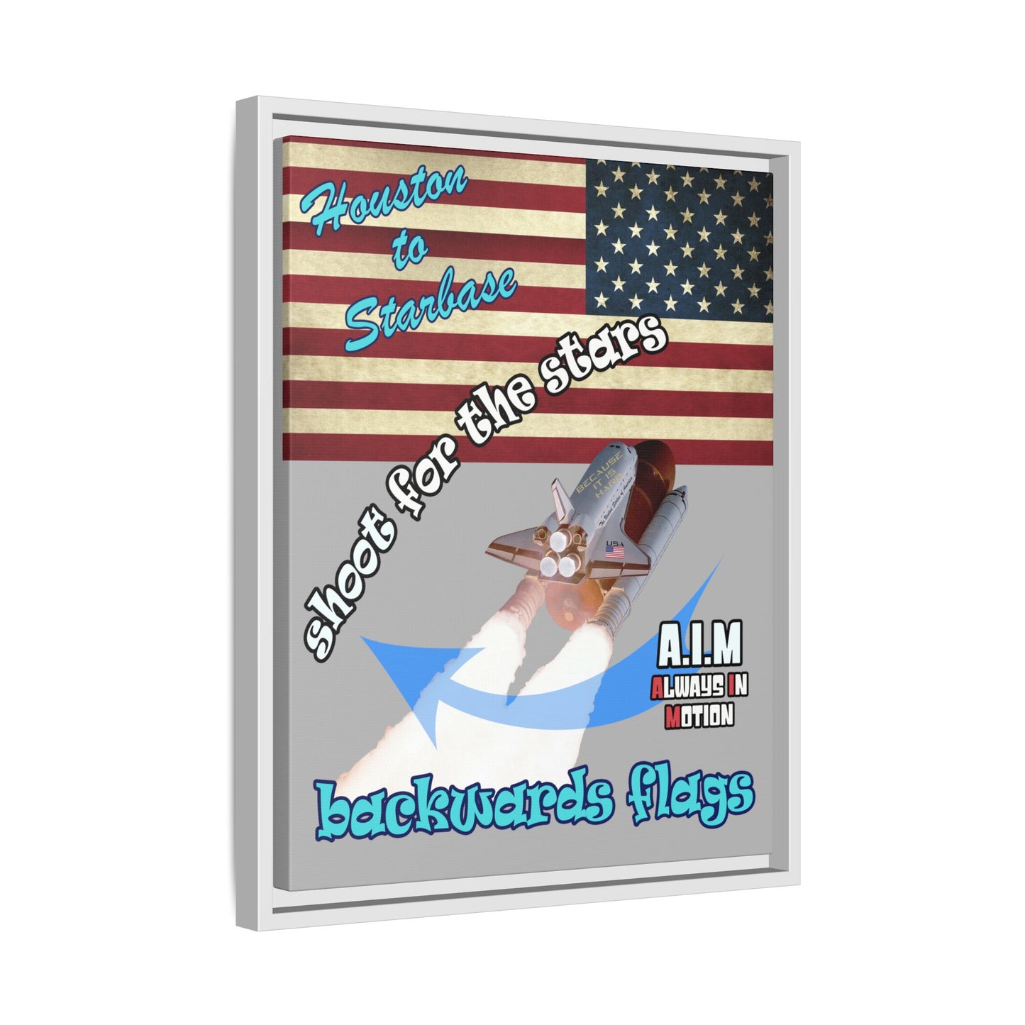 shoot for the stars - framed canvas art (light grey)