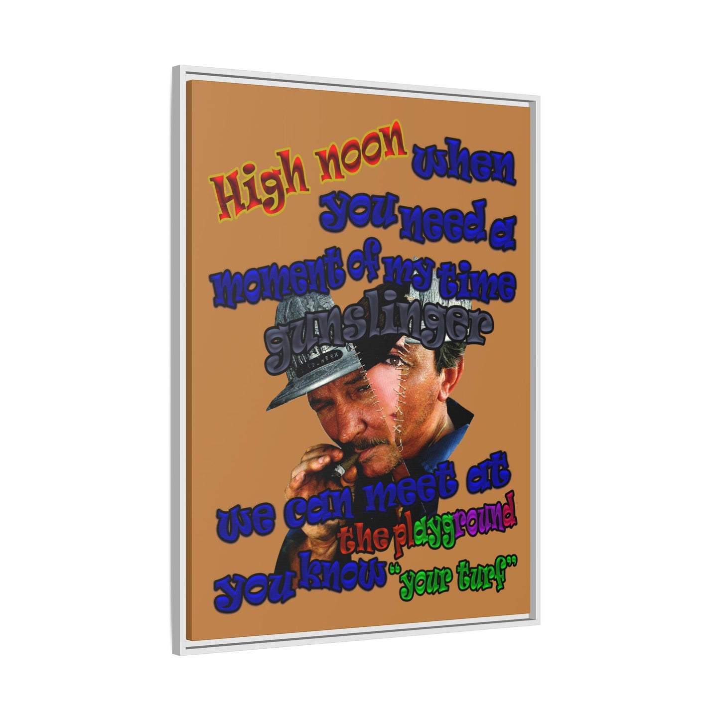 high noon - framed canvas art (light brown)