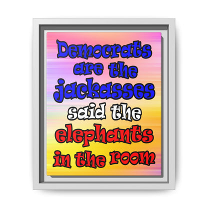 donkeys and elephants - framed canvas art (color blur)