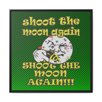 shoot the moon again - framed canvas art (logo green)