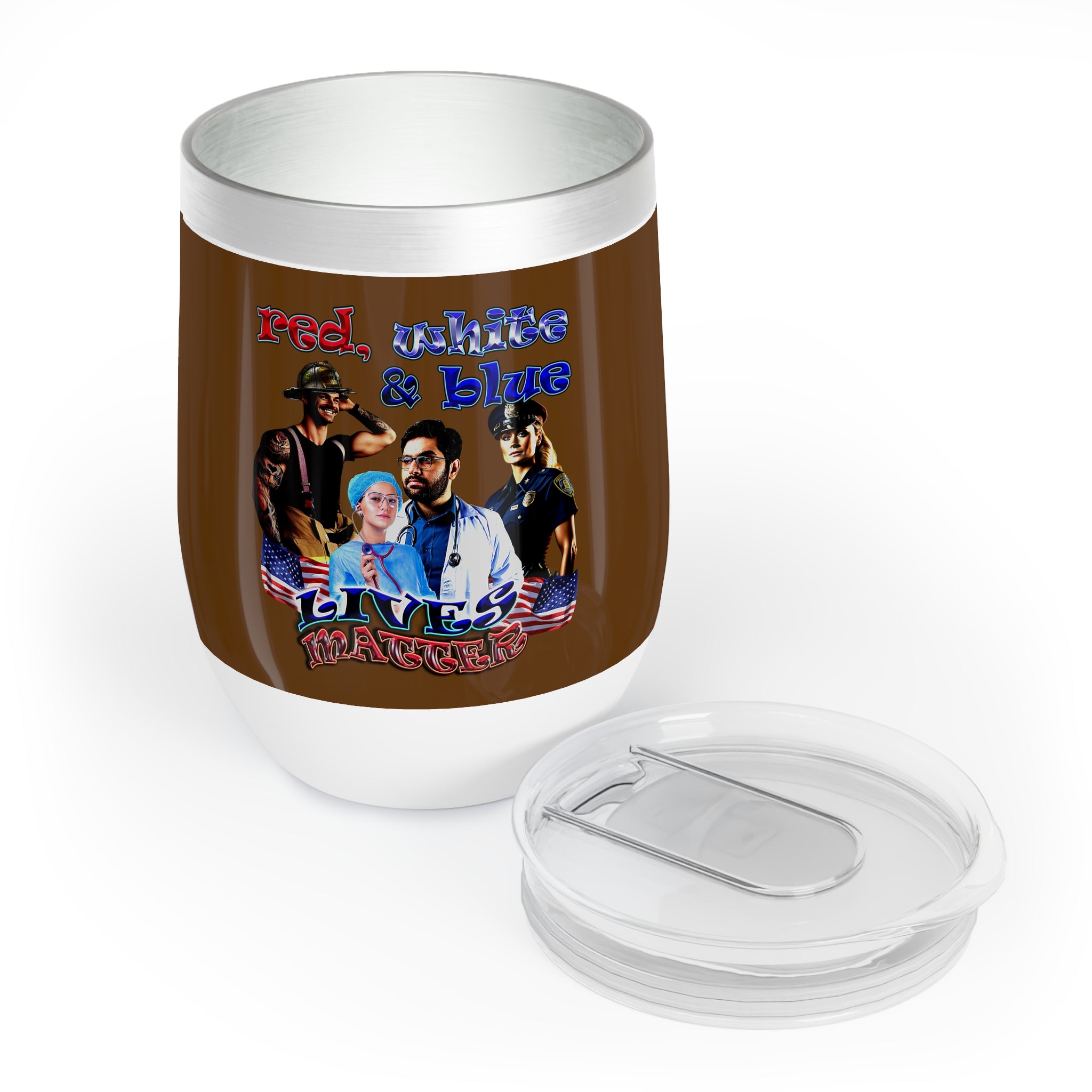 rw&b lives matter - Chill Wine Tumbler (brown)