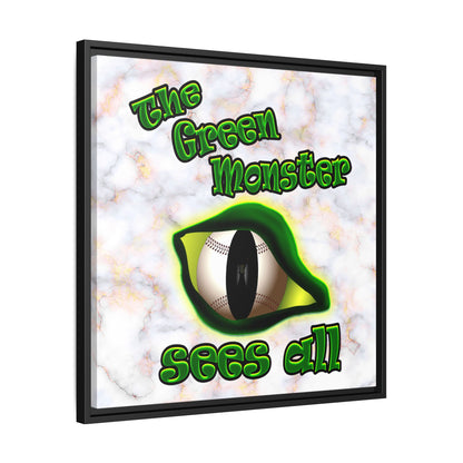 green monster - framed canvas art (white marble)