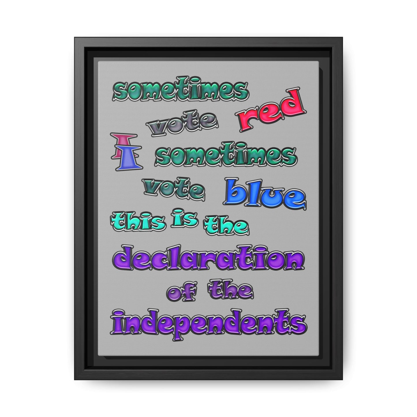 declaration of the independents - framed canvas art (light grey)