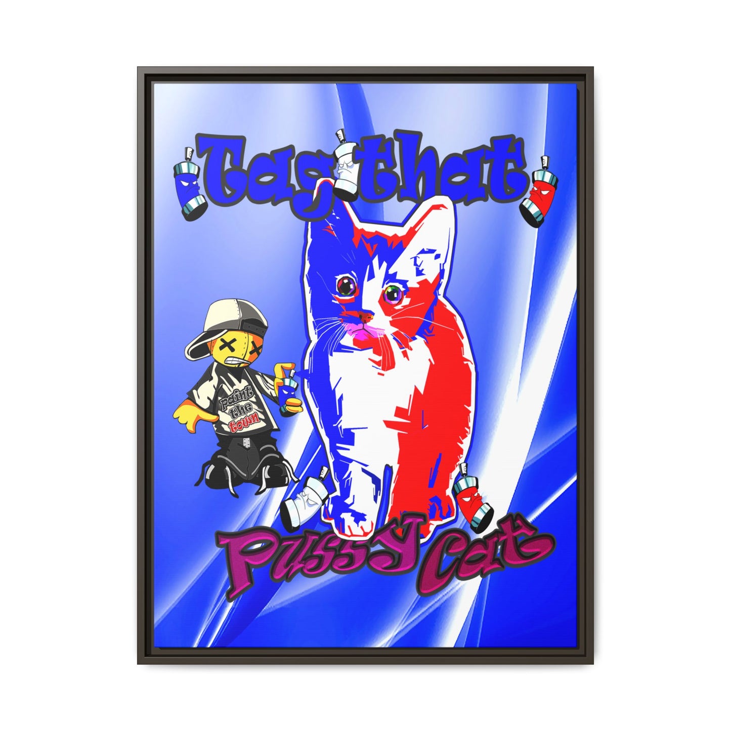 tag that - framed canvas art (blue-white wave)