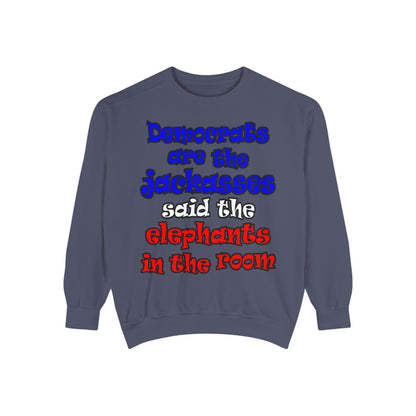 donkeys and elephants - Unisex Garment-Dyed Sweatshirt