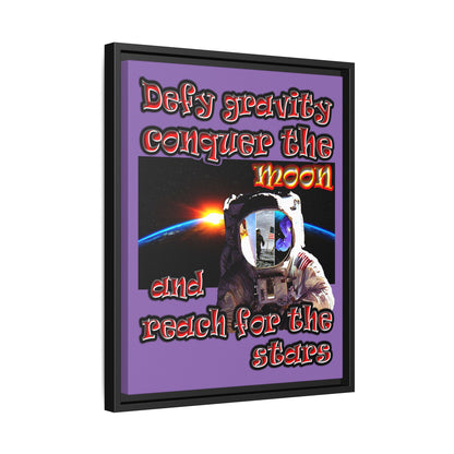 defy conquer reach - framed canvas art (light purple)