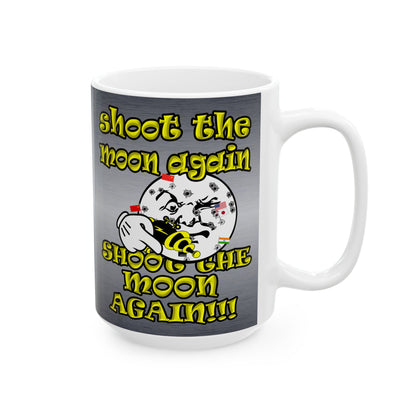 shoot the moon again - White Mug (brushed nickel)