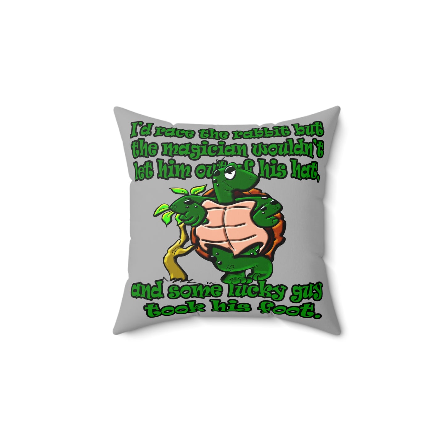 turtle race - Spun Polyester Square Pillow - (light grey)